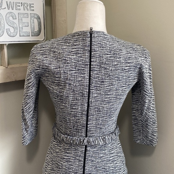 Victoria Beckham Space Dyed Black White Cotton-Blended Belted Sheath Dress - Picture 9 of 16